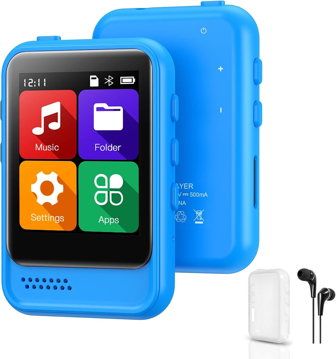 QNGEE 16 GB MP3-Player mit Bluetooth, tragbarer Audio-Player für Sport, integrierter Lautsprecher, F