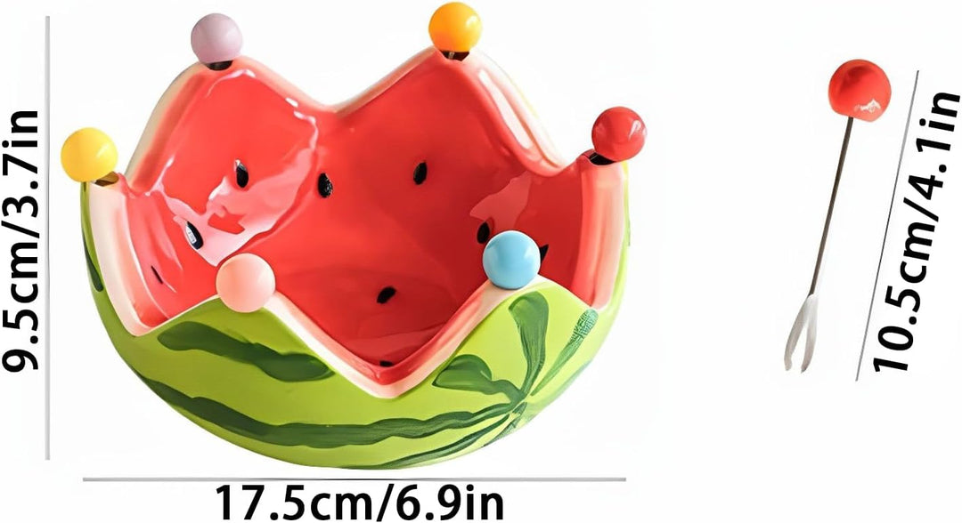 Wassermelon -Obstschale, Wassermelone Rot & grüner Keramik -Tauchschalen, dekorative Obstschale mit