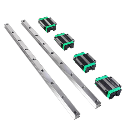 CNCMANS Linearführung 2 Stücke HGR20-500mm Linear Schienenführung mit 4 Stücke HGW20CC Gleitblock fü