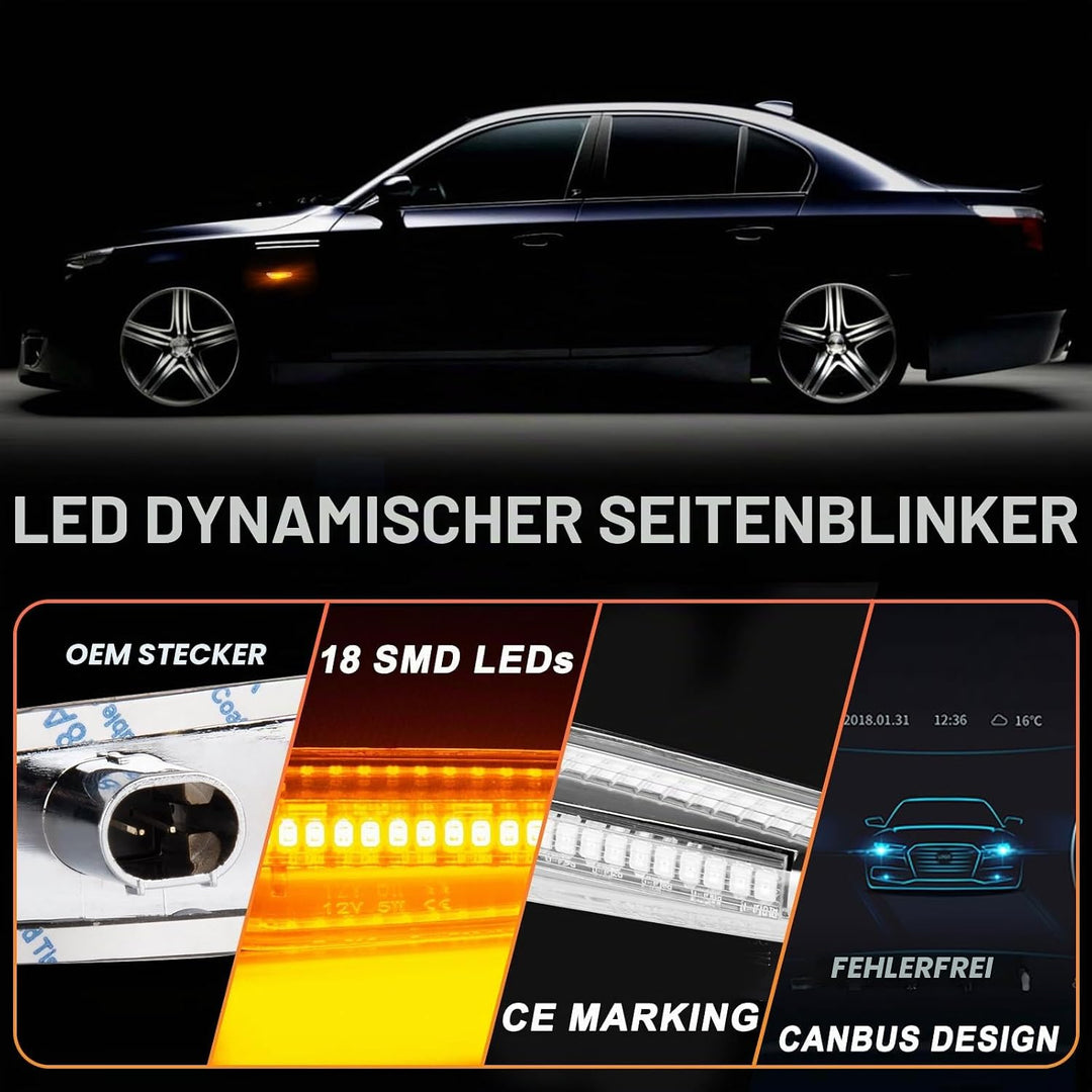 2 Stück LED Blinker für BMW E90 E91 E60 E61 E81 E82 E46 E36 E87 E88 E92 E93 X1 E84 X3 E83 X5 E53, Se