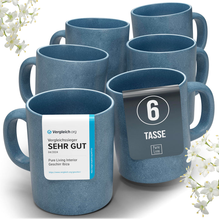 Steingut Kaffeetassen 6 Pers. Hochwertiges Urban Style TEST SEHR GUT Tassen Set, Spülmaschinen-, Mik