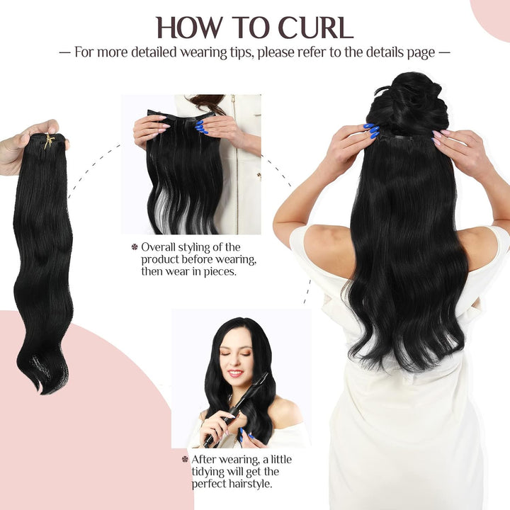MAXITA Seamless Clip in Extensions Echthaar, 45cm 18 Zoll 110g 7 Stück Tief Schwarz PU Echthaar Exte