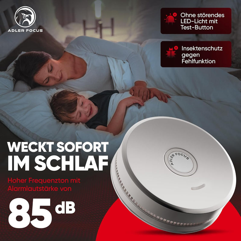 Adler Focus Rauchmelder - Stand Alone, vom Feuerwehrmann entwickelt, neuentwickelter Fotoelektronisc