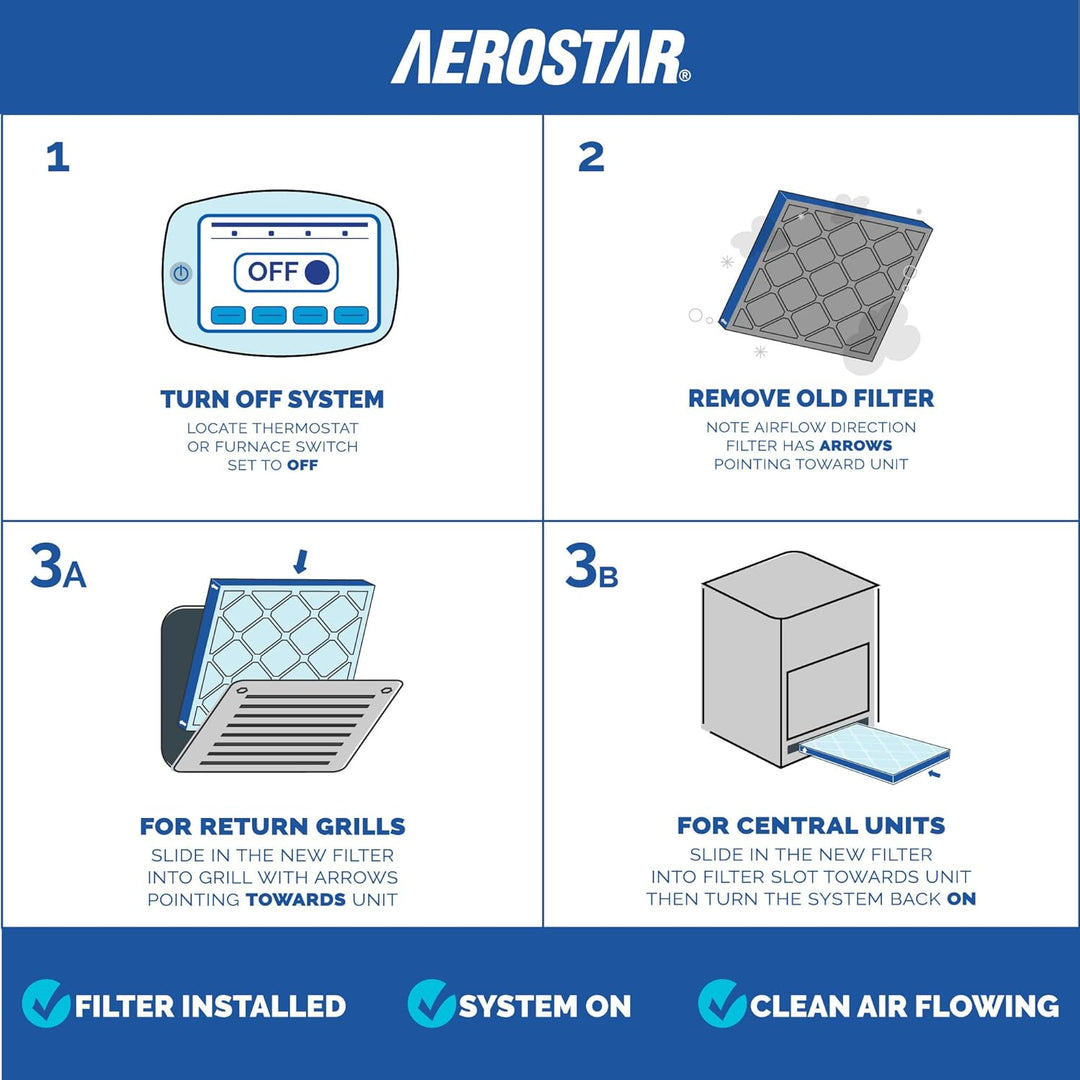 Aerostar 16 x 25 x 1 MERV 11 Plissee-Luftfilter, AC-Ofen-Luftfilter, 6 Stück (tatsächliche Grösse: 3