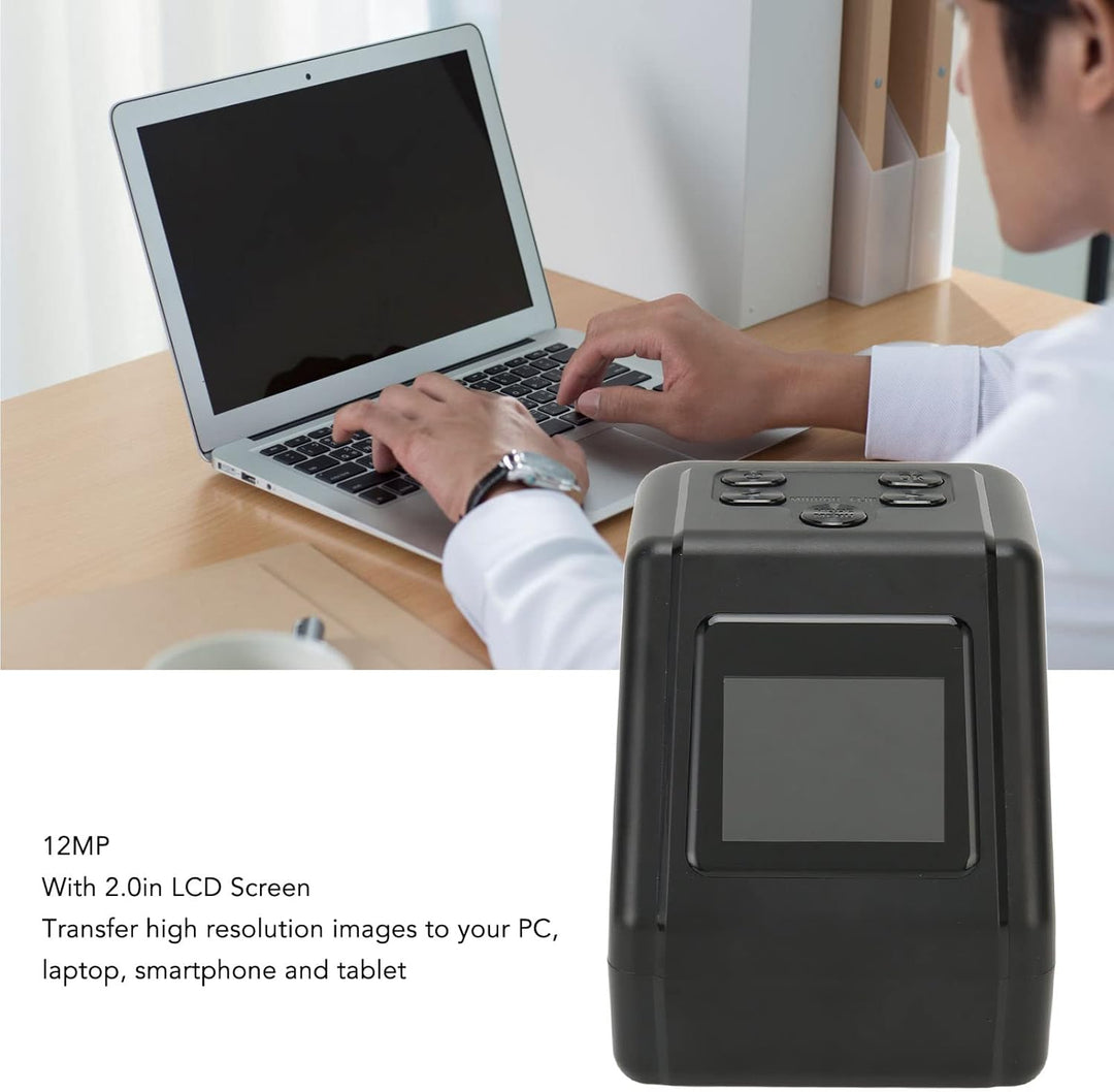 Film- und Diascanner, All-in-One-12M-Digitalfilmscanner mit 2-Zoll-LCD-Bildschirm, Konvertiert 135 1