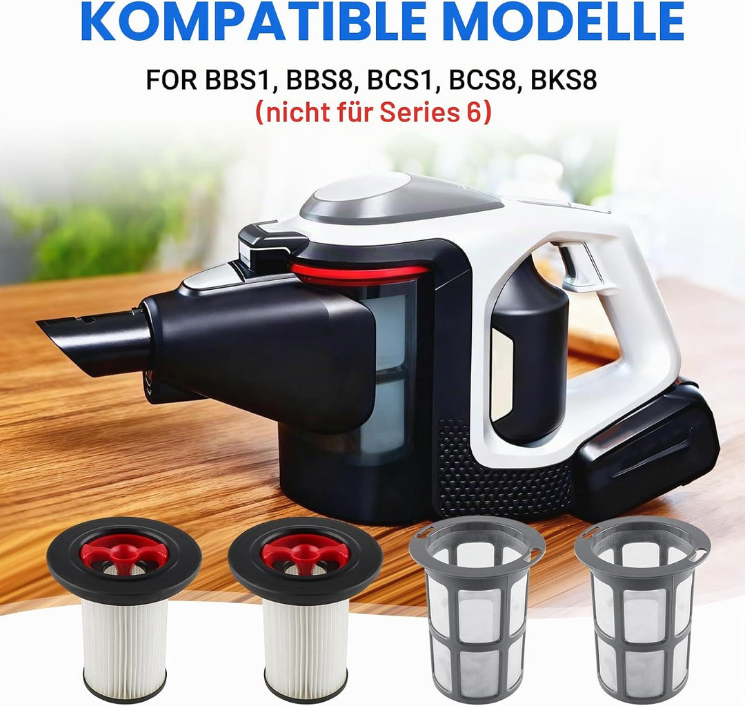 2 Stück Ersatzfilter und Staubsauger Filter Fusselschutz kompatibel mit Bosch Unlimited Gen2 Serie 8