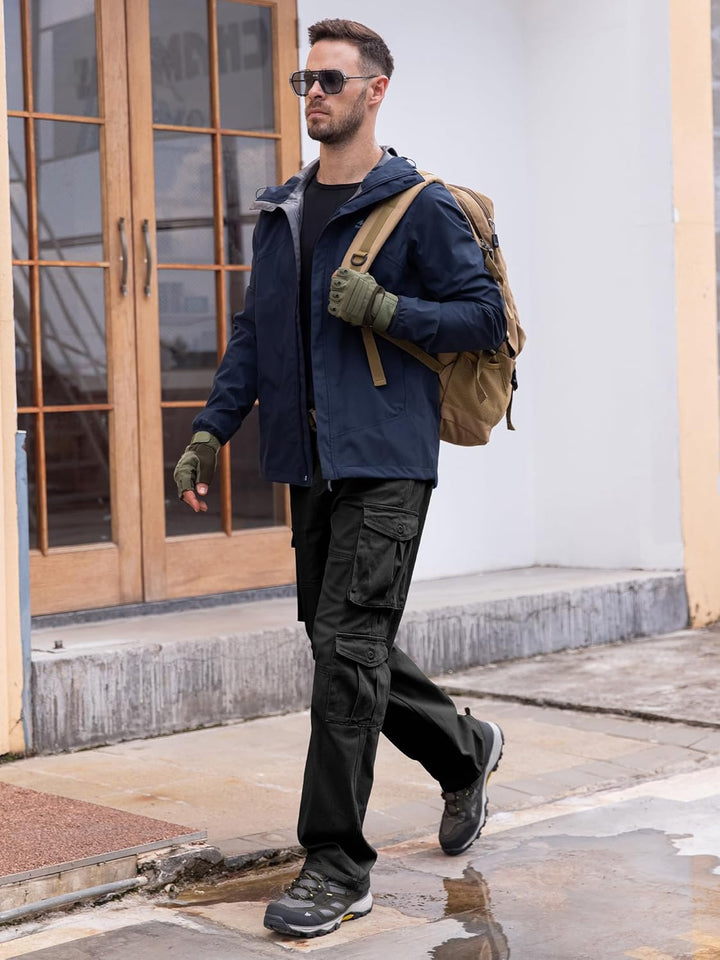 Breampot Herren Cargohose Baumwolle Baggy Chino Hosen Freizeit Outdoorhose Arbeitshose Trouser Pants