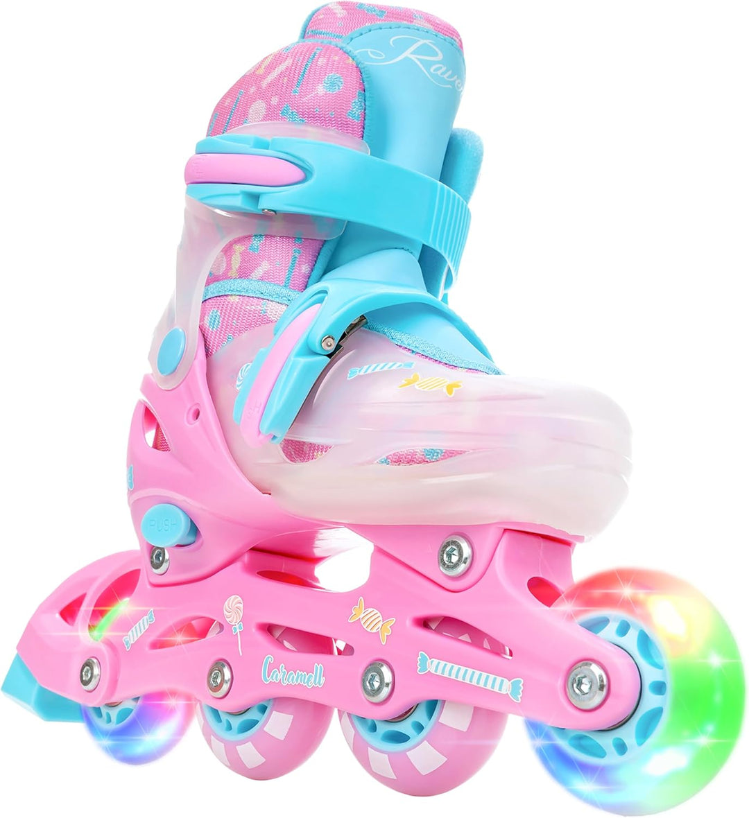 RAVEN 3in1 Inline Skates Triskates Rollschuhe Inliner für Kinder Mädchen verstellbar 34-37 (21,5cm-2