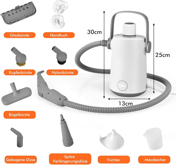 GOPLUS Dampfreiniger Handgerät, 1000W Handdampfreiniger, Aufheizzeit: 3 min., Dampfdruck: Max. 3 bar
