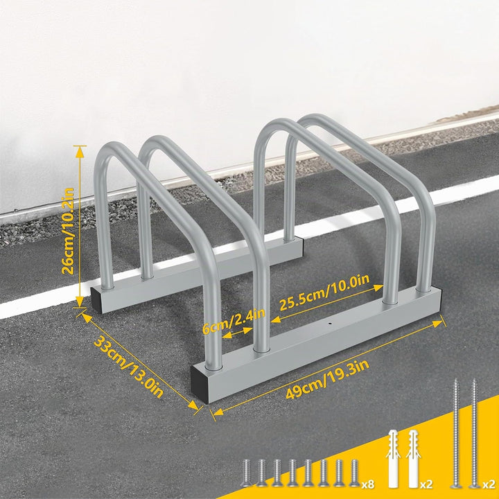Fahrradständer für 2 Fahrräder Fahrradhalter Aufstellständer Boden und Wand Montage 37cm Radabstand