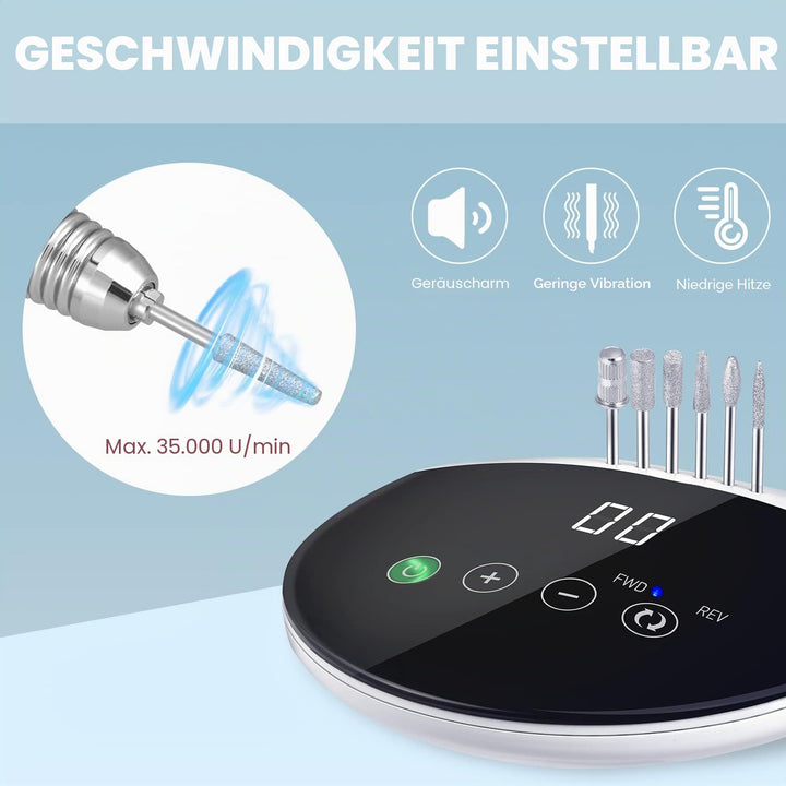 ENGERWALL Elektrische Nagelfräser, 35000 U/Min Professionelle Elektrische Nagelfeile, mit Touch-Tast