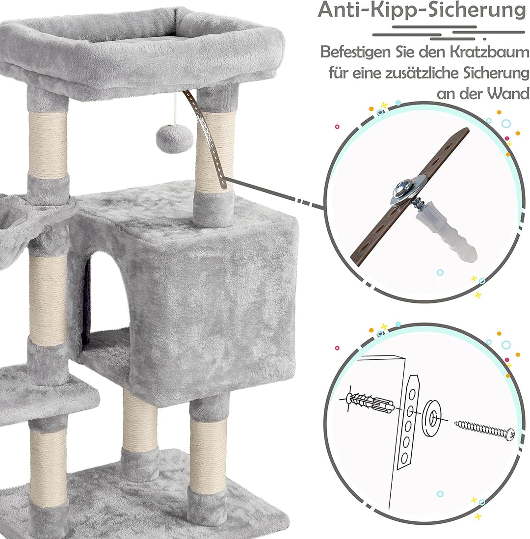 Yaheetech Kratzbaum 96 cm hoch Katzenbaum Kletterbaum für Katzen, mit Plattform Katzenhöhle Korb Sis
