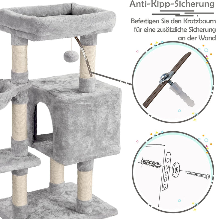 Yaheetech Kratzbaum 96 cm hoch Katzenbaum Kletterbaum für Katzen, mit Plattform Katzenhöhle Korb Sis