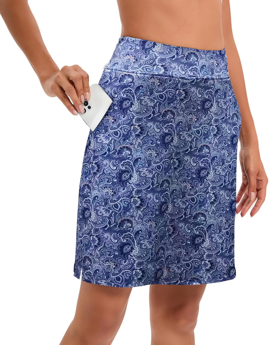 Timuspo Damen Activewear Knielanger Hosenrock mit Innenshorts Athletischer Tennisrock mit Hoher Tail
