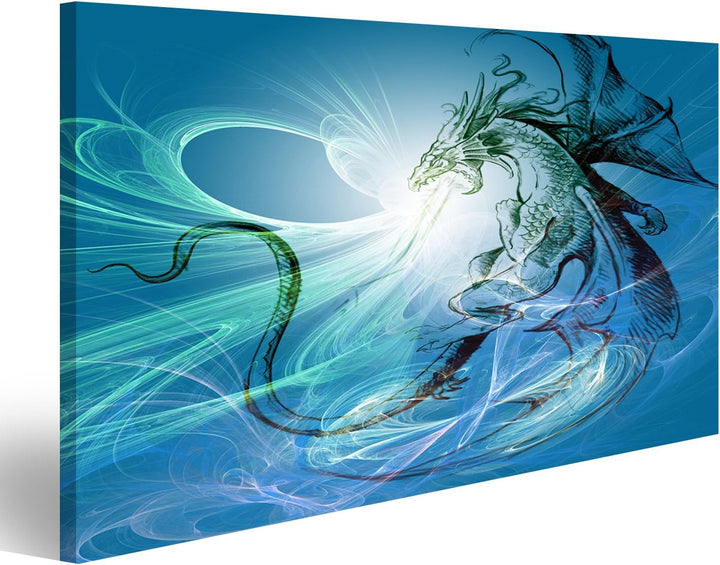 islandburner Bild auf Leinwand Feuer Spuckender Drache Fantasy Jugendzimmer Bilder Wandbilder Poster