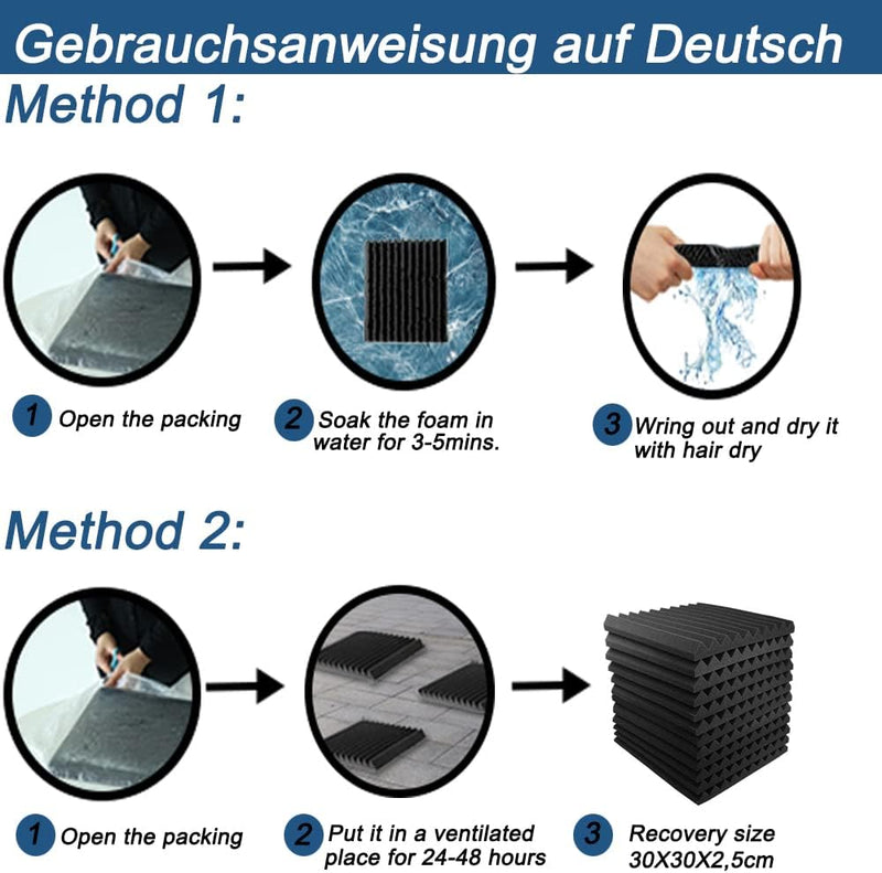 12 Stück Akustikschaumstoff Platten, Schalldämmung aus feuer- und flammhemmendem Material mit hoher