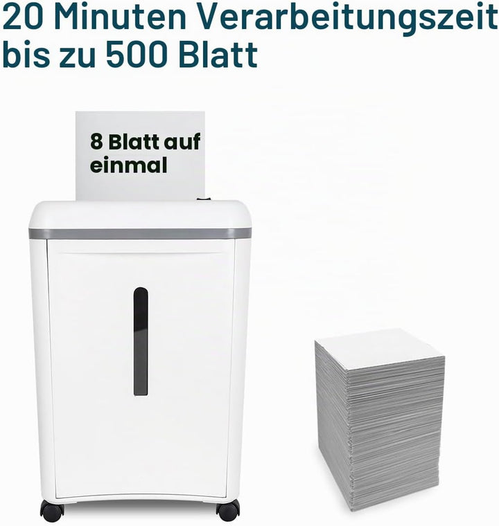 WOLVERINE 8-Blatt-P5-Hochsicherheits-Aktenvernichter,Super-Mikroschnitt für schweres Papier und Kred