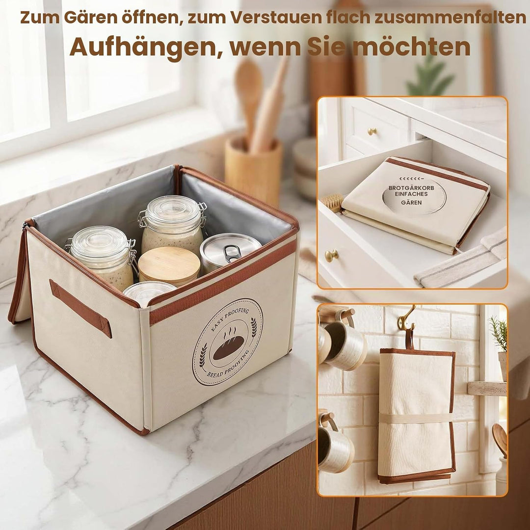MQFORU Faltbare Gärbox mit 21–50°C Temperaturregelung &amp; 24h-Timer, Teiggärbox mit Metallregal Hygrom