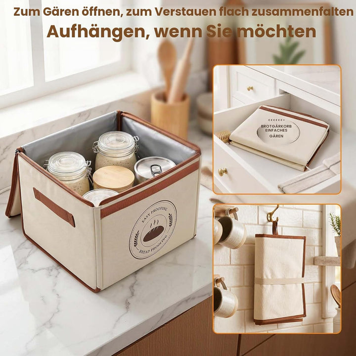 MQFORU Faltbare Gärbox mit 21–50°C Temperaturregelung &amp; 24h-Timer, Teiggärbox mit Metallregal Hygrom