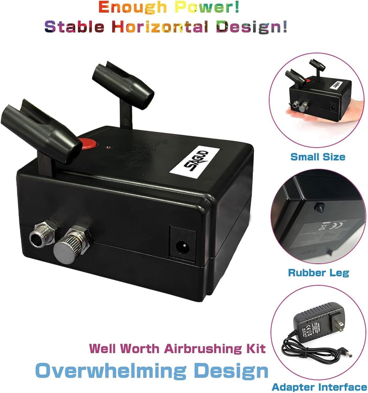 Sagud Mini Airbrush Kit mit tragbarem Airbrush Kompressor Schwerkraft gespeist mit doppeltwirkender