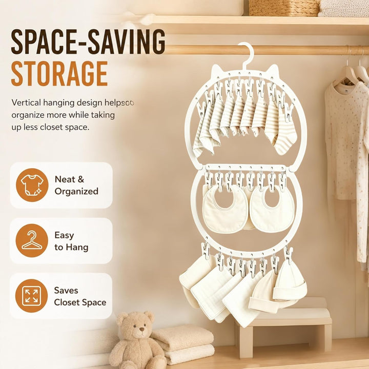 auvstar Kinderkleiderbügel,Baby Socken Halter,Wäscheständer für Kleinkind,Doppelschicht Design zum A