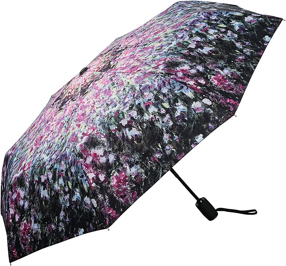 VON LILIENFELD Regenschirm Taschenschirm Claude Monet: Der Garten Windfest Auf-Zu-Automatik Stabil L