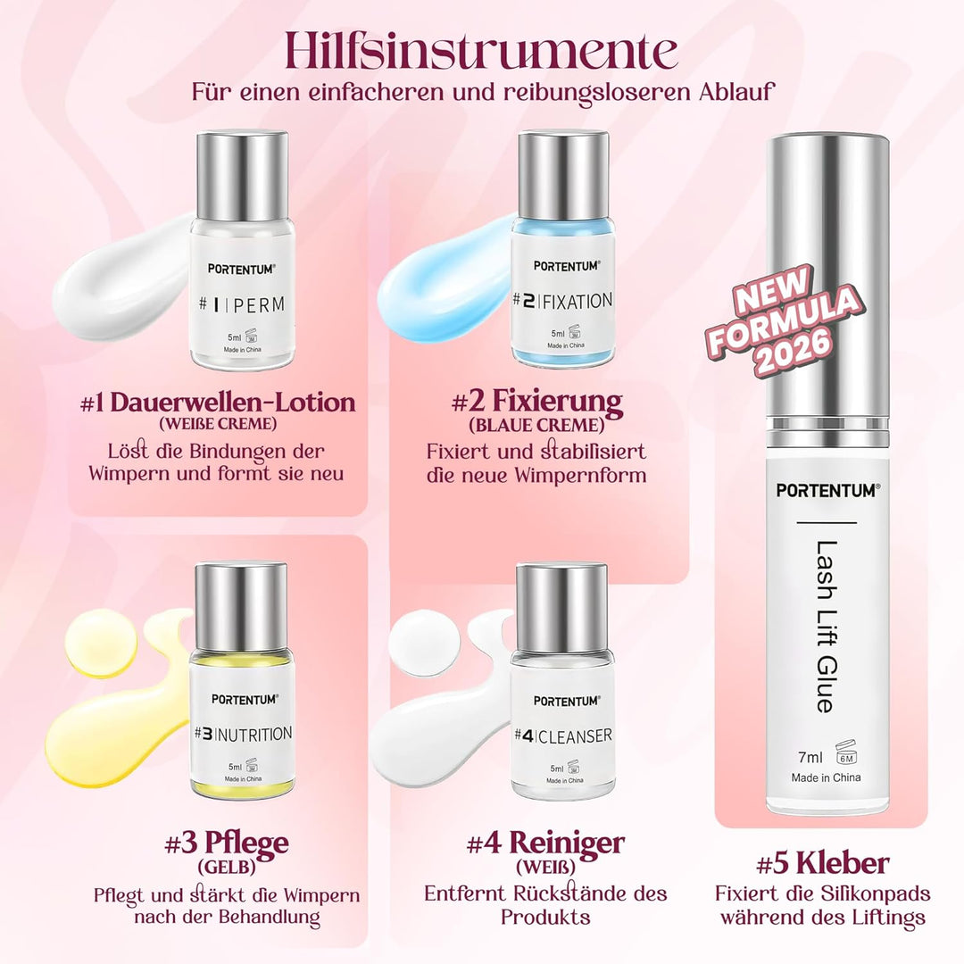 PORTENTUM Wimpernlifting Set, 2026 Aktualisiertes Lash Lifting Set, Professionelles Semipermanentes