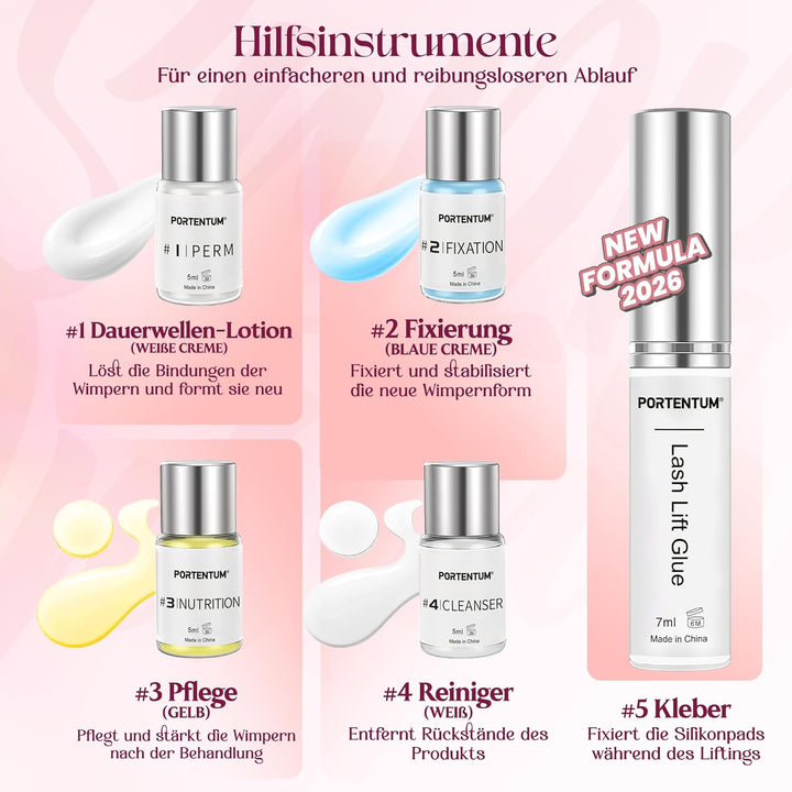 PORTENTUM Wimpernlifting Set, 2026 Aktualisiertes Lash Lifting Set, Professionelles Semipermanentes