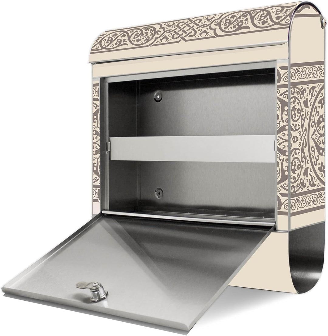 banjado Briefkasten Edelstahl personalisiert 38x43x12cm & 2 Schlüssel - rostfreier Edelstahl Briefka