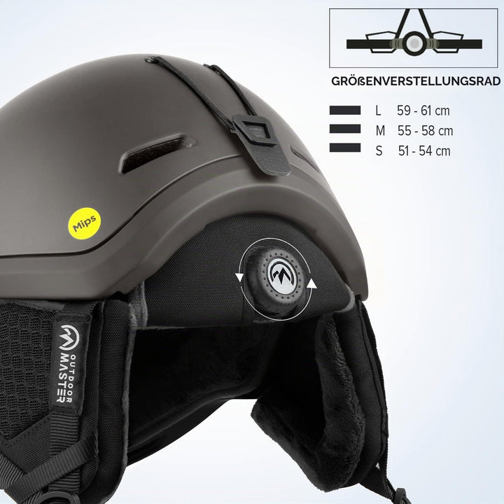 OutdoorMaster MIPS Skihelm, Snowboardhelm für Männer und Frauen, Snowboardhelm mit Ventilationssyste