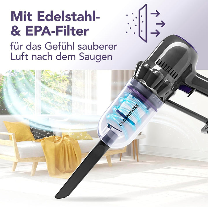 CLEANmaxx Akku Staubsauger | 2in1 Handstaubsauger & Bodenstaubsauger | max. 30 Min. Laufzeit | kabel