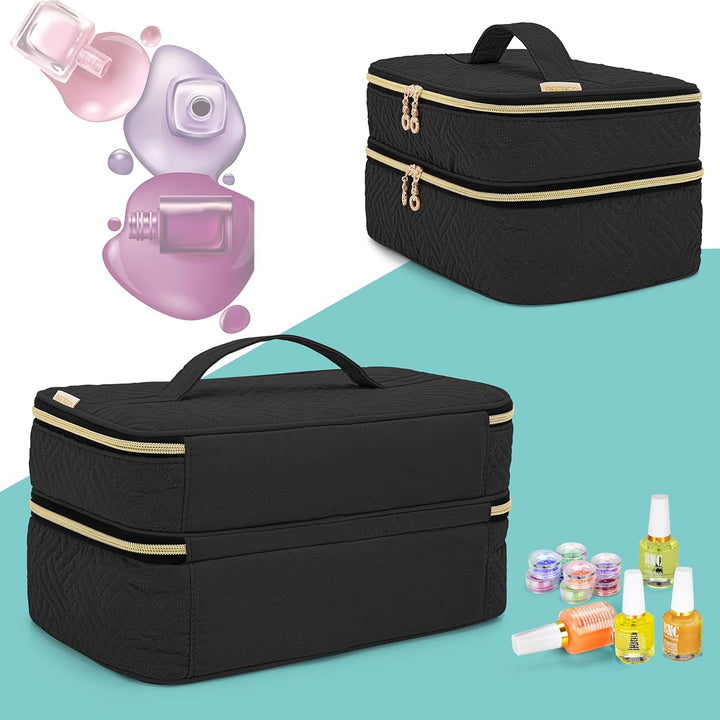 BAFASO Nagellack Aufbewahrung, Nagellack Organizer Tasche für 40 Flaschen(bis zu 15 ML), Doppelschic