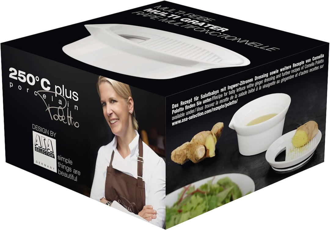 ASA Multifunktions Reibe weiss für Ingwer, Muskat oder Zitrus, aus Porzellan hergestellt, Durchmesse