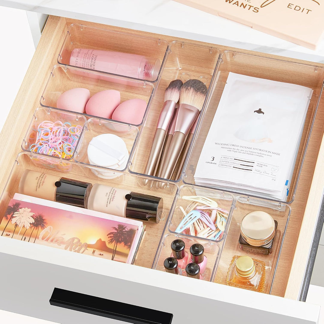 Vtopmart 25 Stücke Schubladen Organizer mit 4 Grössen, Make up Ordnungssystem, Schminktisch Organize