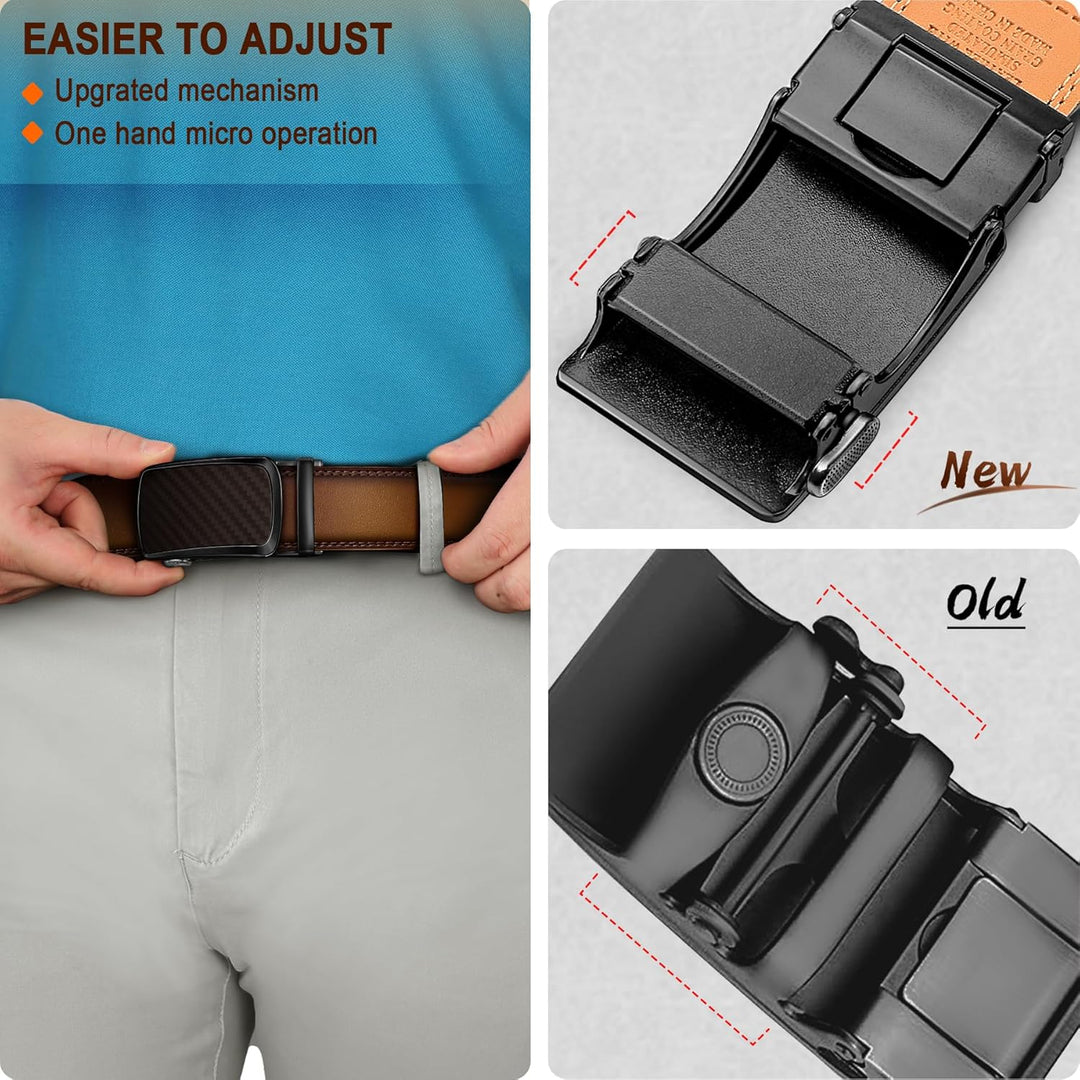 BULLIANT Gürtel Herren, Ledergürtel Ratsche Gürtel Automatikschliesse für Herren Business Anzug,Brei