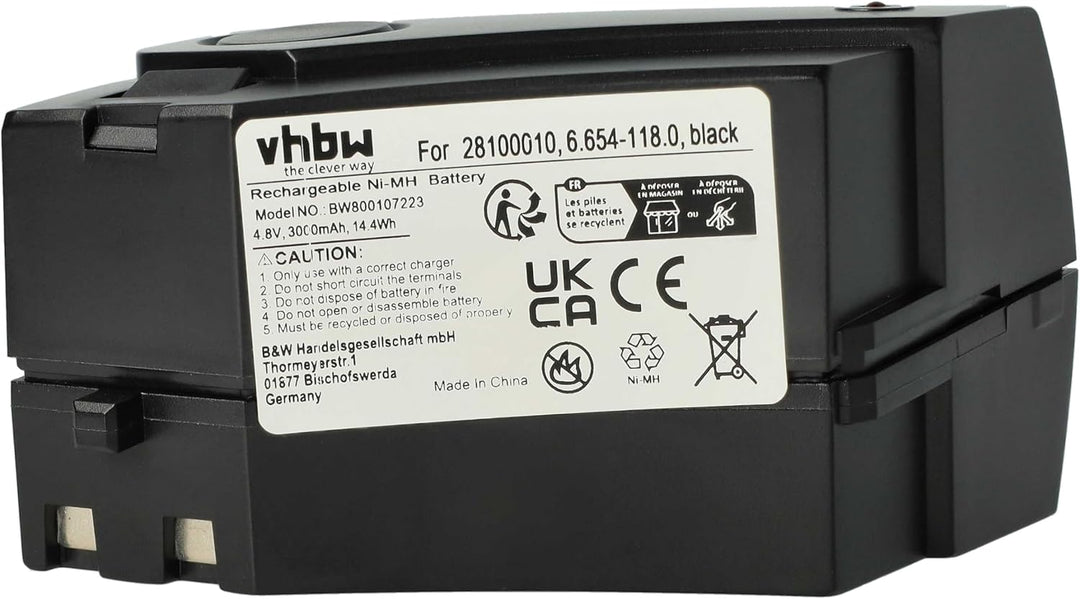 vhbw 1x Akku kompatibel mit Kärcher KC55 Staubsauger Schwarz (3000 mAh, 4,8 V, NiMH)