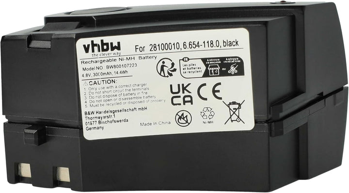 vhbw 1x Akku kompatibel mit Kärcher KC55 Staubsauger Schwarz (3000 mAh, 4,8 V, NiMH)