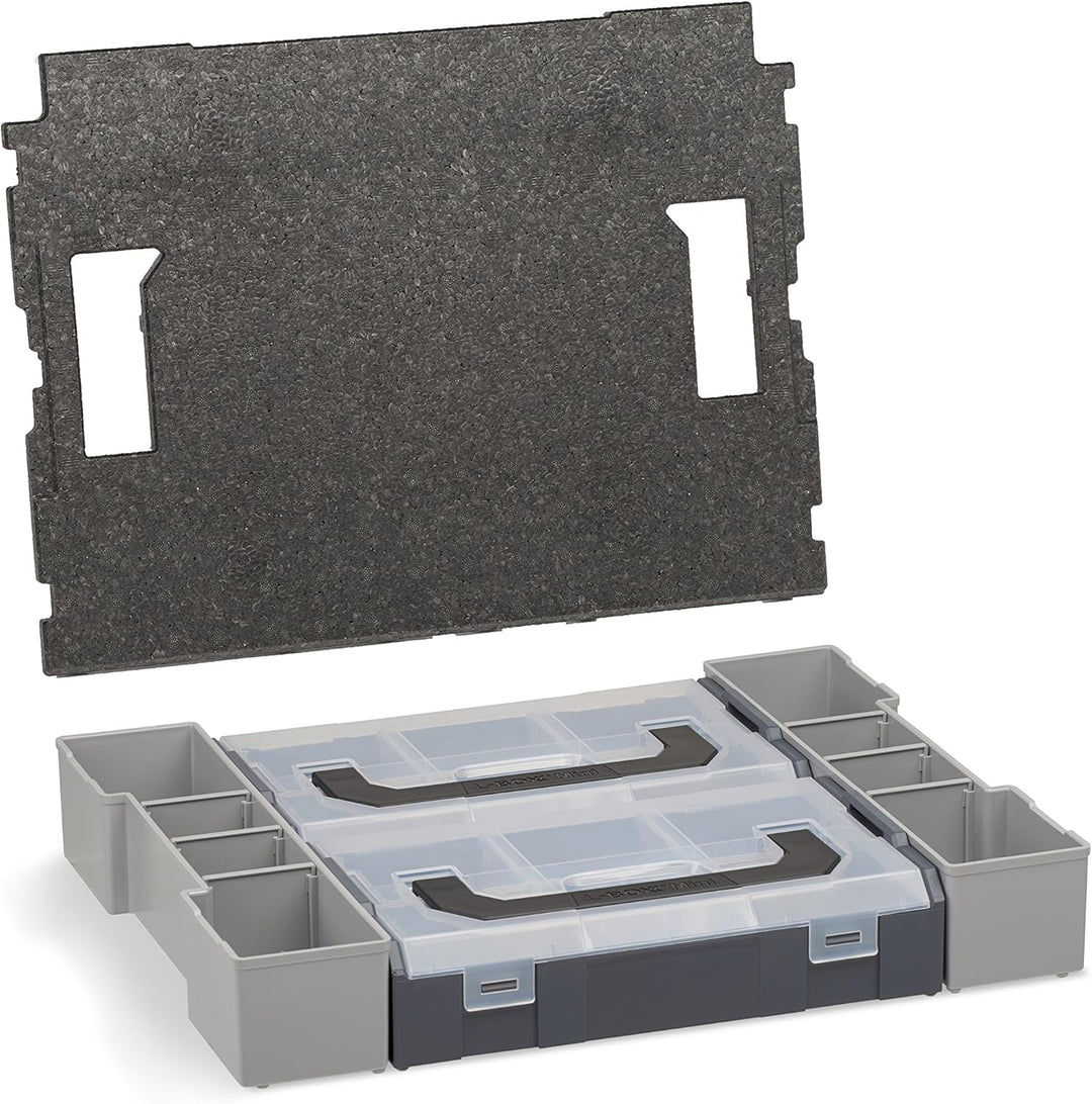 Aufbewahrungsbox Schrauben leer | L-BOXX 102 (grau) mit Insetboxenset Mini | Profi Werkzeugkoffer le