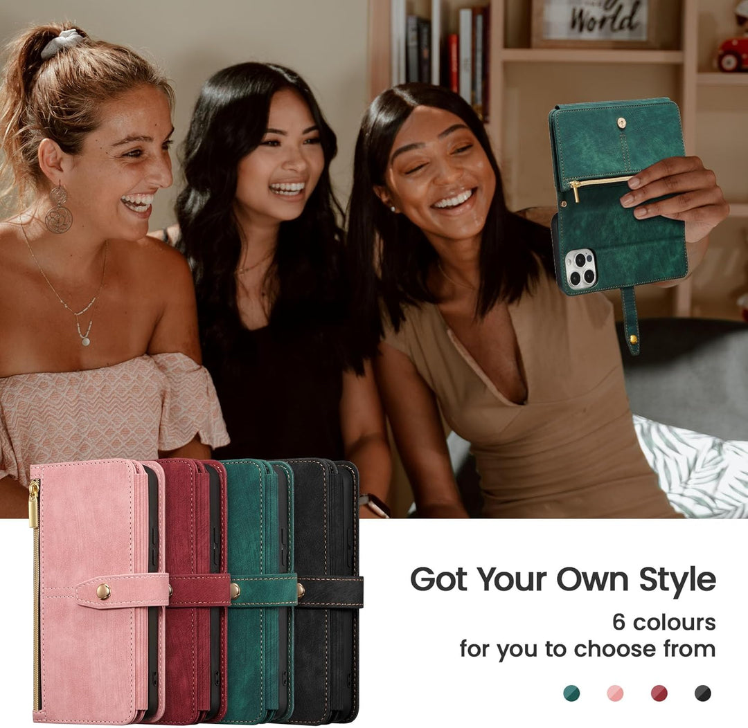 ZCDAYE Hülle für iPhone 14 Pro Max mit Band Handykette, Leder Handyhülle Handytasche mit Kartenfäche