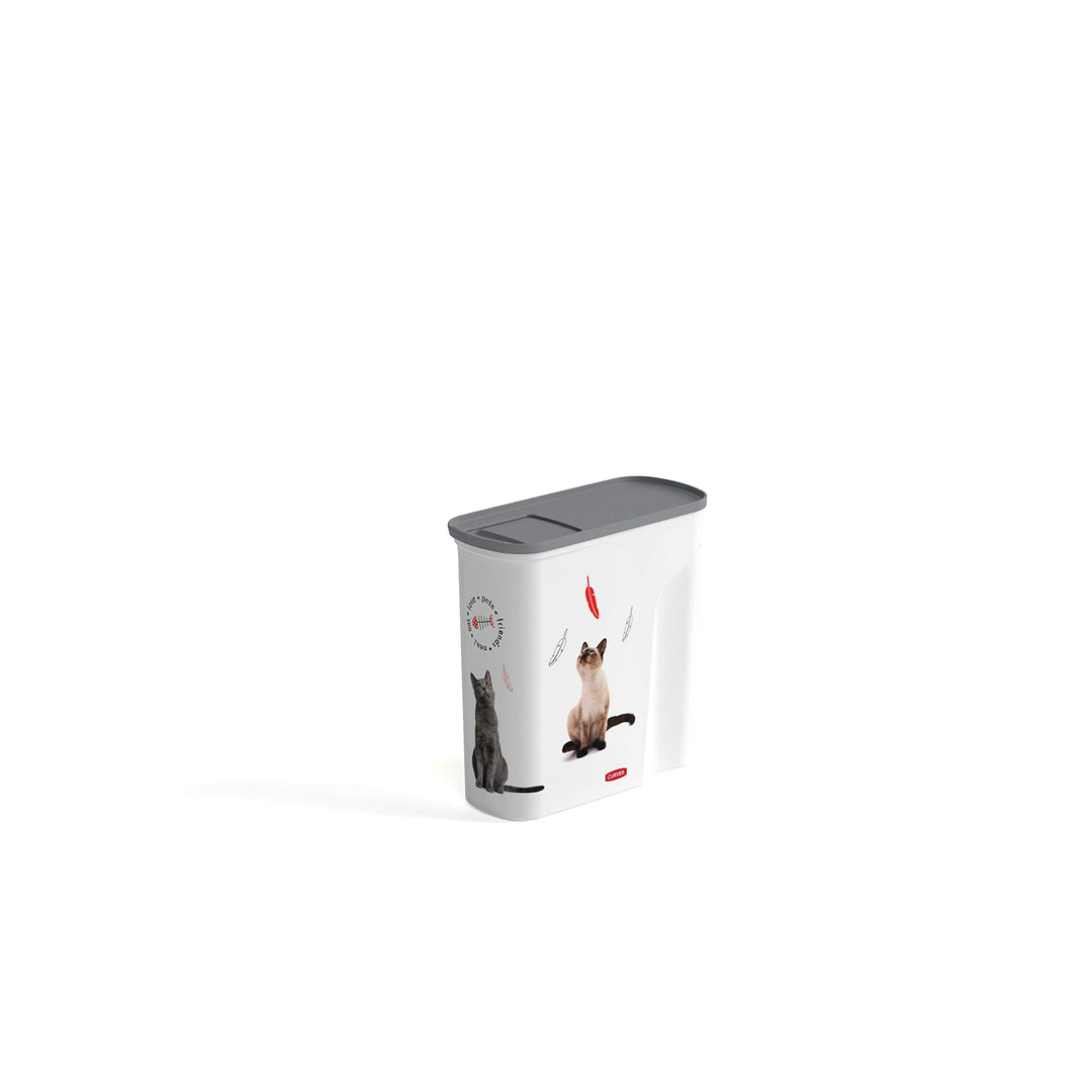 Curver Futter-Container 2,5kg I Verseuse 6L Chat, weiss/grau/Love Pets Katzen
