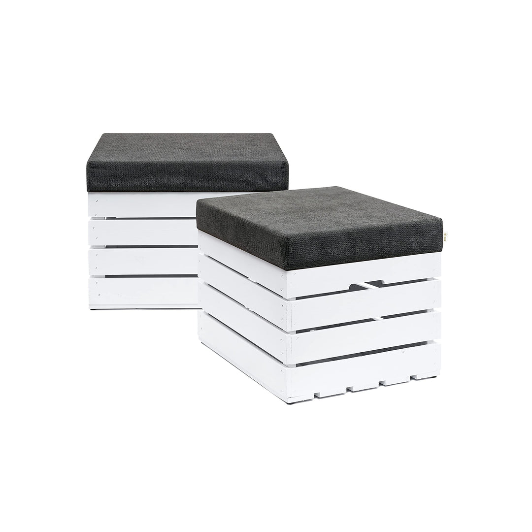 GrandBox Sitzhocker aus Holz 37x40x50 Polster, Sitztruhe Hocker mit Stauraum, Sitzbank, Sitzpouf, Si
