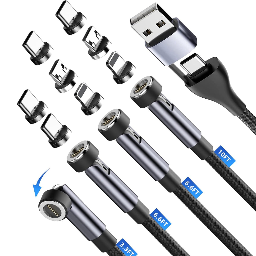 GUUGEI 5 in 1 ladekabel magnetisch USB C kabel [4Pack 1m+2m+2m+3m] 540° drehbares Handy-Schnellladek