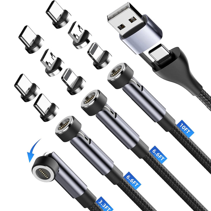 GUUGEI 5 in 1 ladekabel magnetisch USB C kabel [4Pack 1m+2m+2m+3m] 540° drehbares Handy-Schnellladek