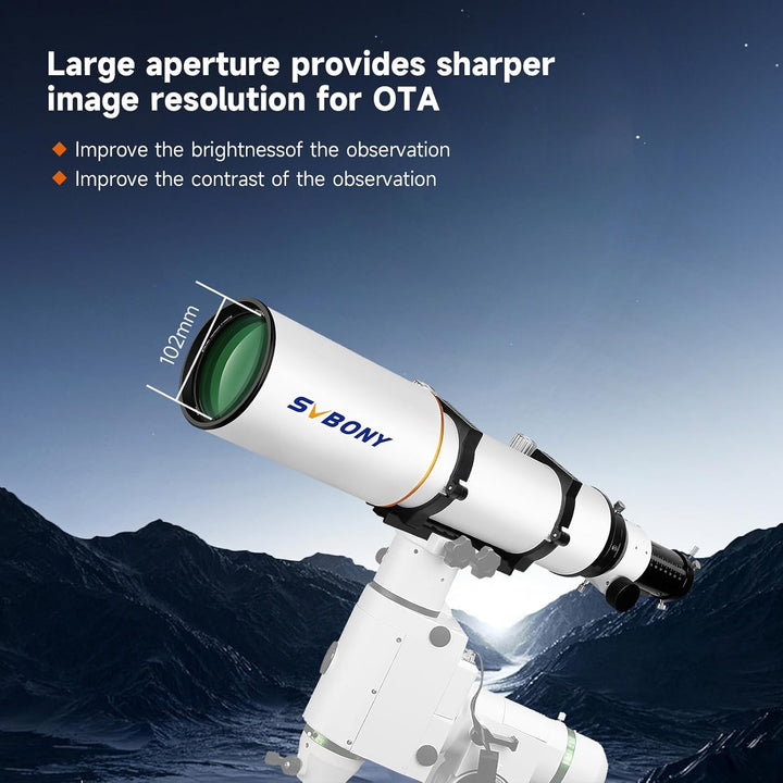 SVBONY SV503 Teleskop 102ED F7 Extra Low Dispersion Achromatischer Refraktor OTA, Mikroreduktion Rap