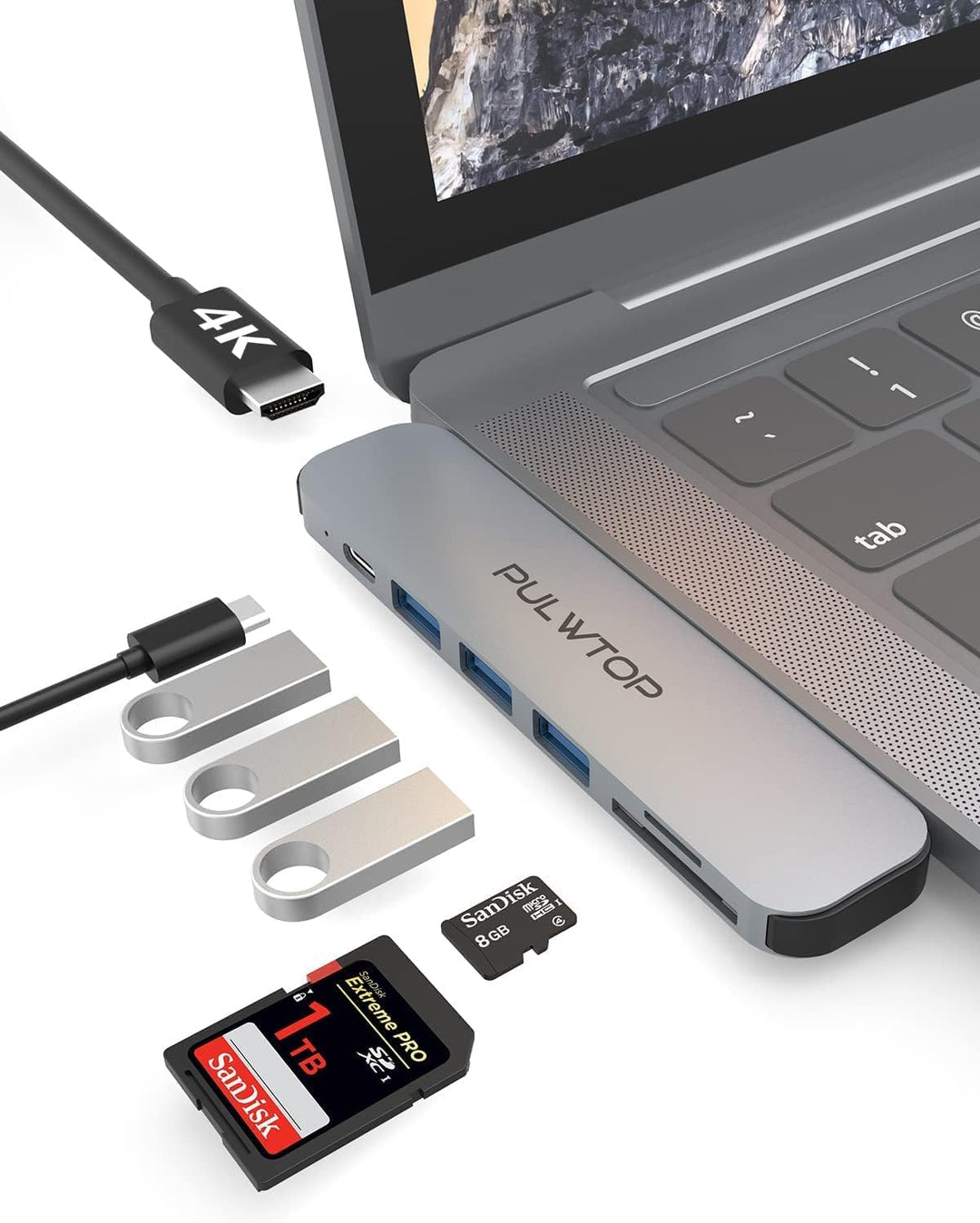 7 In 2 MacBook Air USB C Hub Dual Displayport, Type C Adapter to HDMI 4K 60Hz , USB 3.0, USB C 3.0 T