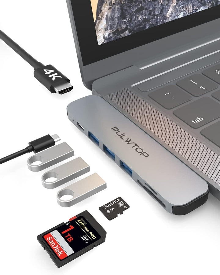 7 In 2 MacBook Air USB C Hub Dual Displayport, Type C Adapter to HDMI 4K 60Hz , USB 3.0, USB C 3.0 T