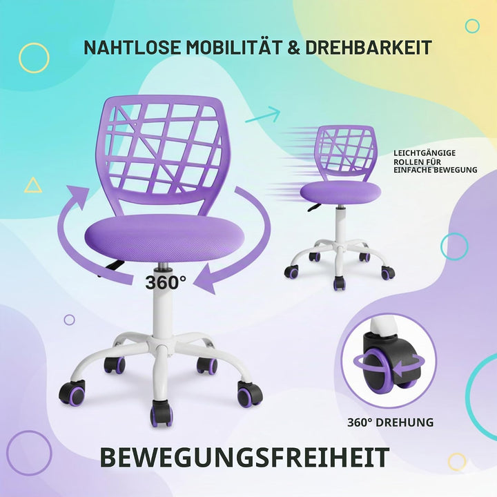 FurnitureR Bürostuhl Schreibtischstuhl Höhenverstellbar Stoffsitz Ergonomischer Arbeitsstuhl ohne Ar