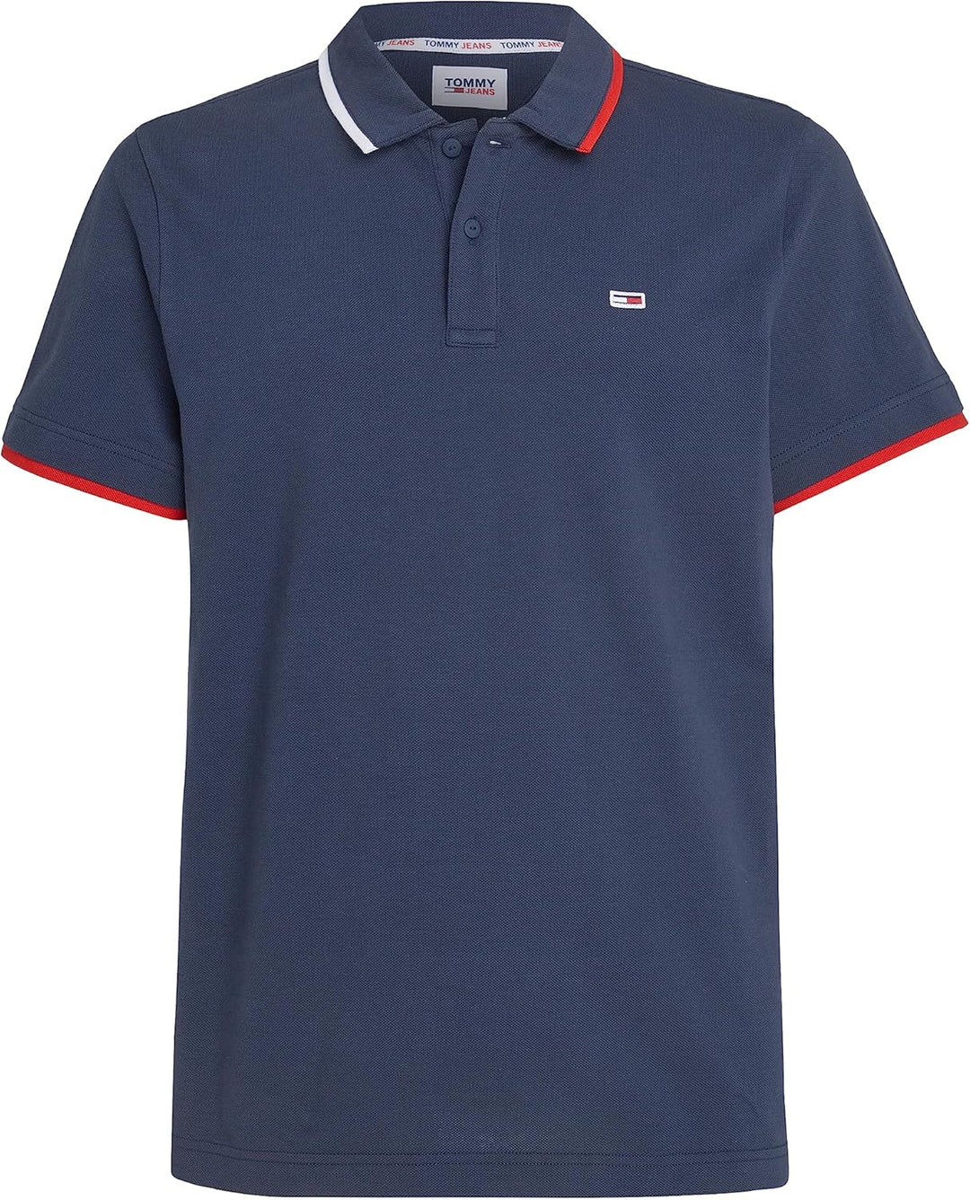 Tommy Jeans Herren TJM Reg Flag Neck Polo Kurzarm Poloshirts, Blau
