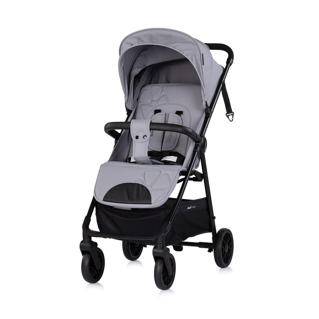 Chipolino Kinderwagen Blossom Stossdämpfer verstellbare Rückenlehne Korb bis 22kg grau, grau