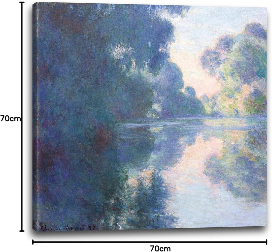 Printed Paintings Leinwand (70x70cm): Claude Monet - Morgen auf der Seine 70x70 cm, 70x70 cm